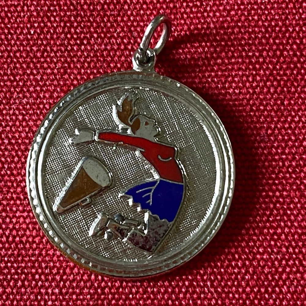 VTG STG Enamel Jumping Cheerleader Megaphone Charm